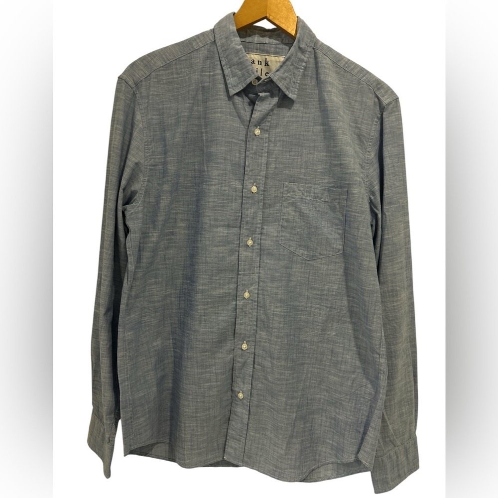 Frank & Eileen Men's Don Cotton Button Up Long Sleeve Shirt in Blue - Small